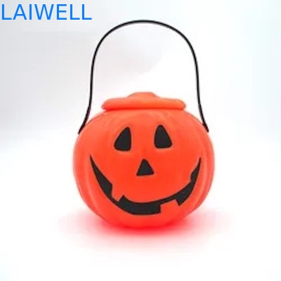Wiederverwendbarer pp.-Plastikbehälter-kundenspezifischer Halloween-Kürbis-Eimer-Laternen-Süßigkeits-Korb mit Griff