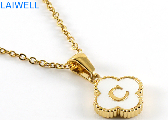 13*13MM 18K Goldplattierte Edelstahl Vierblätterklee Briefhänger