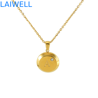 Modern Luxus Design Schmuck 18*18MM 18K Goldplattierte Edelstahlbriefhänger mit Zirkon