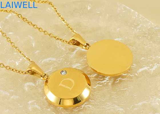 Modern Luxus Design Schmuck 18*18MM 18K Goldplattierte Edelstahlbriefhänger mit Zirkon