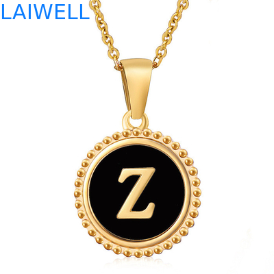 Einzigartiger Schmuck 16MM 18K Goldplattiert Edelstahl 3D Schalenbrief Halskette Frauenbrief Anhänger
