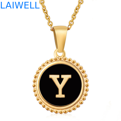 Einzigartiger Schmuck 16MM 18K Goldplattiert Edelstahl 3D Schalenbrief Halskette Frauenbrief Anhänger