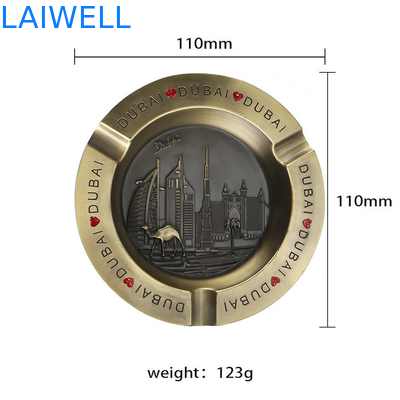 110*110MM Stilvolle Goldfarbe Runde Form Druckguss Zinklegierung Metall Taschenaschenbecher