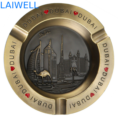110*110MM Stilvolle Goldfarbe Runde Form Druckguss Zinklegierung Metall Taschenaschenbecher