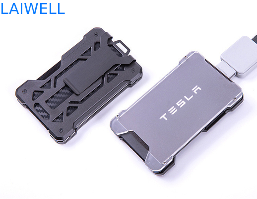 60*94*10MM Graue RFID-Aluminium-Geldbörsen mit AirTag-Tracker und Stahlclip