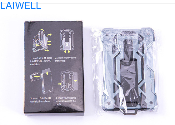 60*94*10MM Graue RFID-Aluminium-Geldbörsen mit AirTag-Tracker und Stahlclip