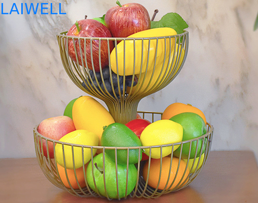 Maßgeschneiderte Backe Schwarzes Eisen 2-Schicht Metall Fruchtplatte 27 * 35 * 24CM