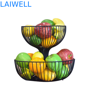 Maßgeschneiderte Backe Schwarzes Eisen 2-Schicht Metall Fruchtplatte 27 * 35 * 24CM