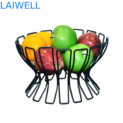 25*22*16CM Lasergravierendes Logo Schwarzes Backen Europäisches Eisen Kunst Obstkorb Metall Haushaltsgeschirr Für Kundenanforderungen