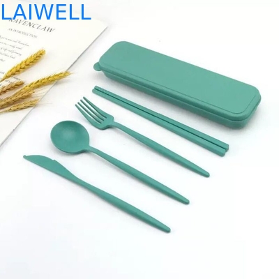 Leichtgewichtige Öko-Tischwaren Zubehör Lebensmittel-Grad Weizen Strohfaser 4-PC Flatware Set für hohe Temperaturen