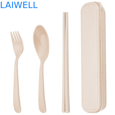Portable Beige Farbe Nachhaltige Weizenhalme Faser 3-PC Flatware Set Wiederverwendbares Eco-Tischgeschirr Zubehör kann mehrfach verwendet werden Leichtgewicht ungiftig