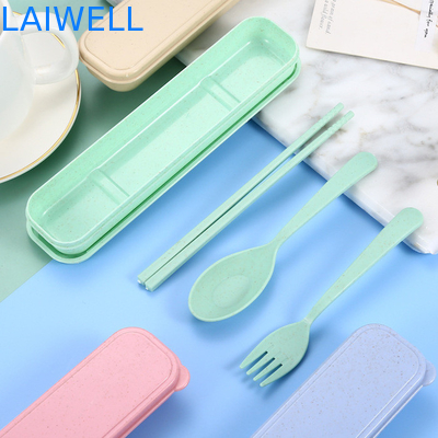 Portable Beige Farbe Nachhaltige Weizenhalme Faser 3-PC Flatware Set Wiederverwendbares Eco-Tischgeschirr Zubehör kann mehrfach verwendet werden Leichtgewicht ungiftig