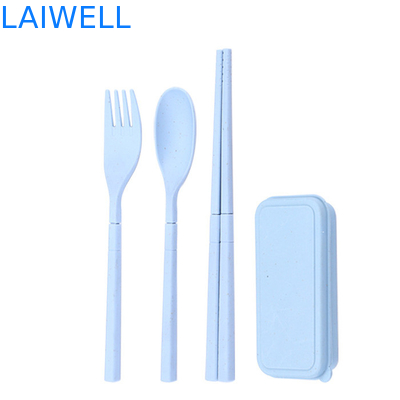Eco Weizen Strohfaser Blau Klappbare 3-PC-Flatware Set Nachhaltige Tischgeschirr Akzente Anpassbar und wiederverwendbar für Ihr umweltfreundliches Geschäft