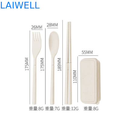 Eco Weizen Strohfaser Blau Klappbare 3-PC-Flatware Set Nachhaltige Tischgeschirr Akzente Anpassbar und wiederverwendbar für Ihr umweltfreundliches Geschäft