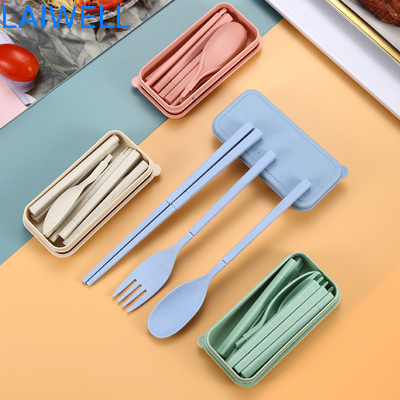 Eco Weizen Strohfaser Blau Klappbare 3-PC-Flatware Set Nachhaltige Tischgeschirr Akzente Anpassbar und wiederverwendbar für Ihr umweltfreundliches Geschäft