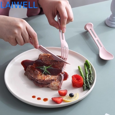 170*40MM Multifunktionales Weizenstroh Pink 3-in-1 Flatware Set Wiederverwendbares Öko-Tischgeschirr Zubehör Leichtgewicht und geeignet zum Essen Kann mehrfach verwendet werden Und leicht zu tragen und zu lagern