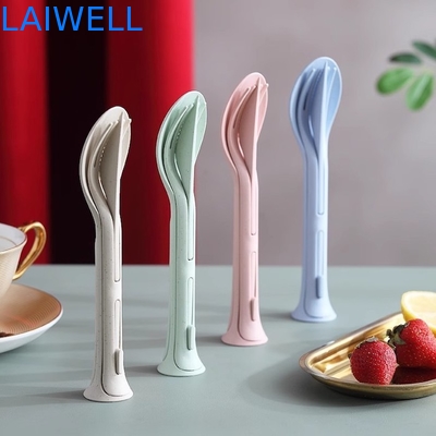 170*40MM Multifunktionales Weizenstroh Pink 3-in-1 Flatware Set Wiederverwendbares Öko-Tischgeschirr Zubehör Leichtgewicht und geeignet zum Essen Kann mehrfach verwendet werden Und leicht zu tragen und zu lagern