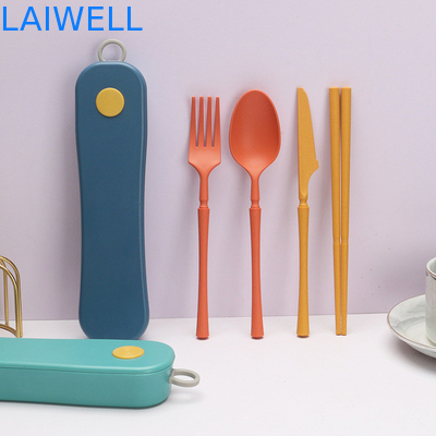 Leichtgewicht, tragbar, nachhaltig, blau, 4-PC-Rotationsbox-Flatware-Set, biologisch abbaubar und umweltfreundlich