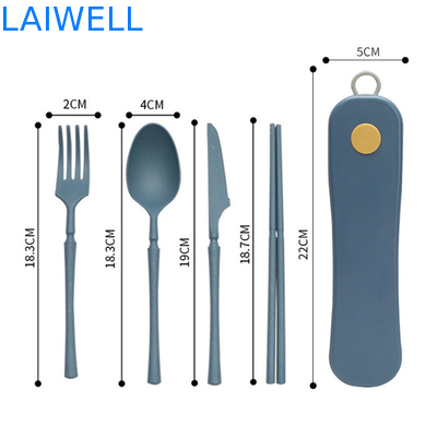 Leichtgewicht, tragbar, nachhaltig, blau, 4-PC-Rotationsbox-Flatware-Set, biologisch abbaubar und umweltfreundlich