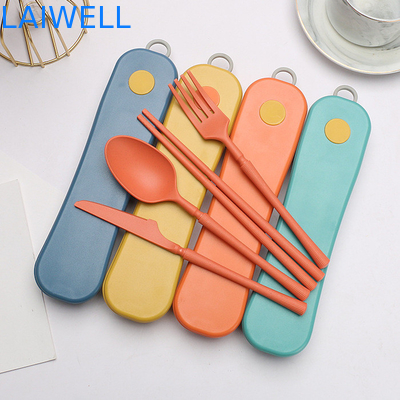 Leichtgewicht, tragbar, nachhaltig, blau, 4-PC-Rotationsbox-Flatware-Set, biologisch abbaubar und umweltfreundlich