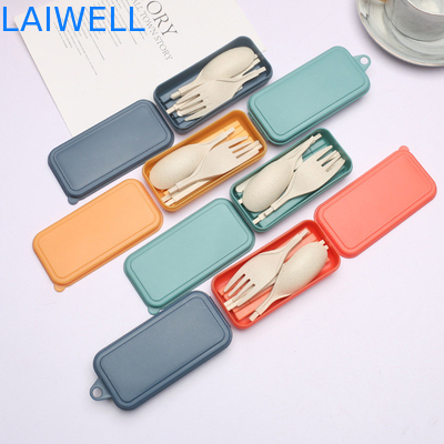 Portable 5-PC Grünweizenstrohfaser Besteck Set Vielseitig biologisch abbaubar Esswaren Zubehör nachhaltig und geeignet für heiße und kalte Mahlzeiten