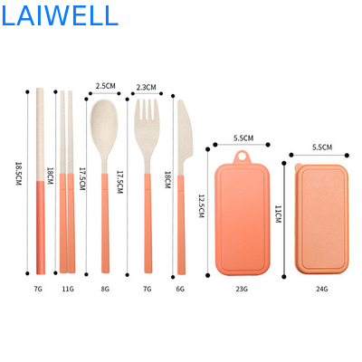 Portable 5-PC Grünweizenstrohfaser Besteck Set Vielseitig biologisch abbaubar Esswaren Zubehör nachhaltig und geeignet für heiße und kalte Mahlzeiten