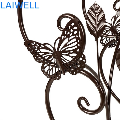 Mehrschichtiger Metallpflanzer-Gestell-Eisen-Blumen-Topf-Halter Brown-Malerei-26cm