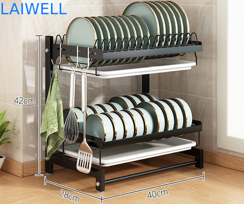 Entfernbare 400*280*420mm 2 Schicht-Teller-Trockengestell/Kohlenstoffstahl-Geschirrablage