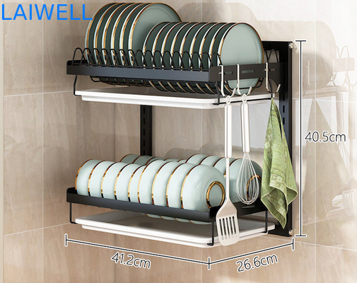Entfernbare 400*280*420mm 2 Schicht-Teller-Trockengestell/Kohlenstoffstahl-Geschirrablage