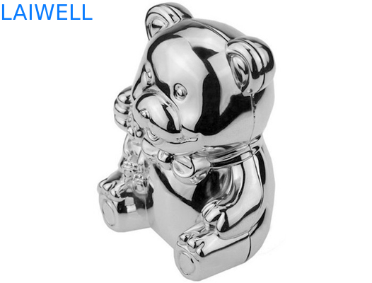 Netter silberner überzogener Teddy Bear Coin Bank Die, der 105*85*118mm wirft