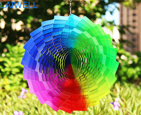 Multi farbiger UVdruckgarten-Stahlwind-Spinner 30*30cm