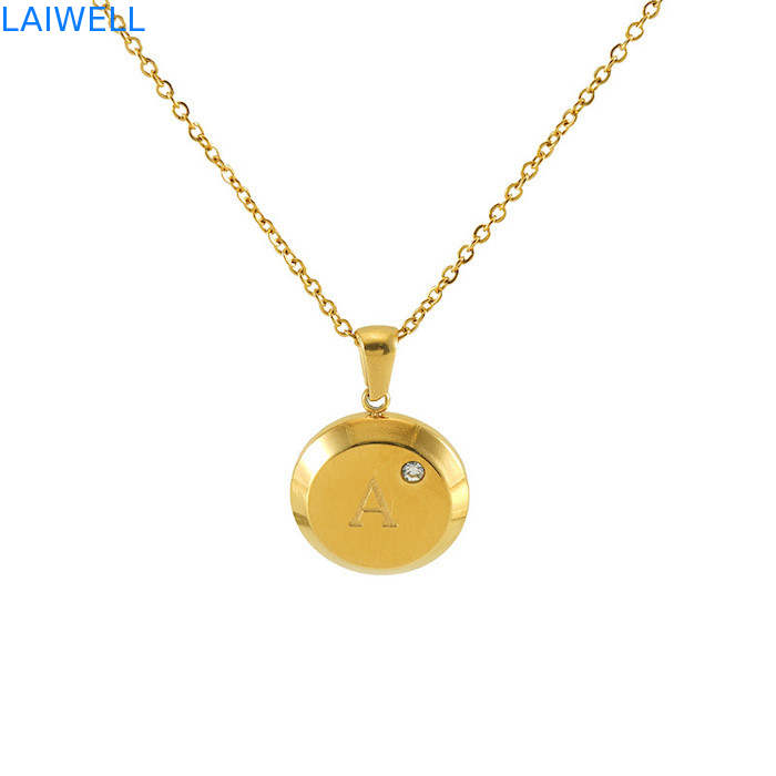 Modern Luxus Design Schmuck 18*18MM 18K Goldplattierte Edelstahlbriefhänger mit Zirkon