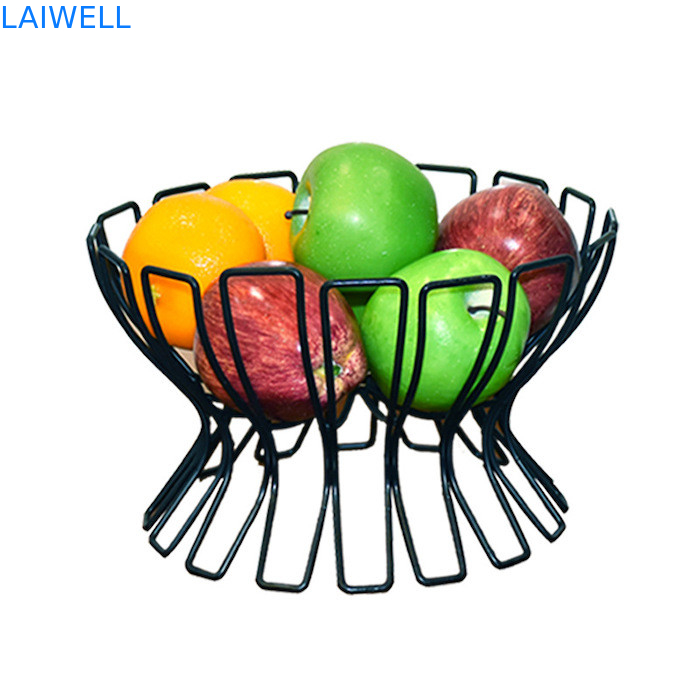 25*22*16CM Lasergravierendes Logo Schwarzes Backen Europäisches Eisen Kunst Obstkorb Metall Haushaltsgeschirr Für Kundenanforderungen
