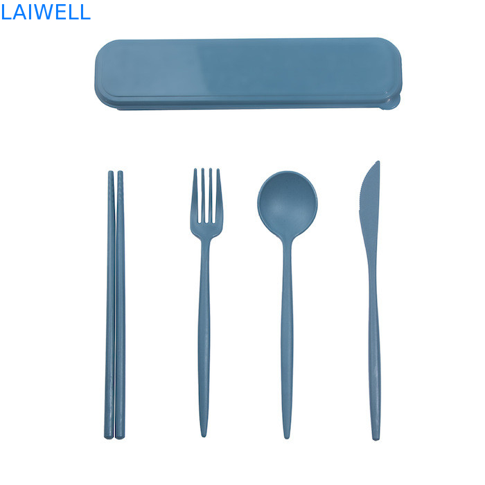 Leichtgewichtige Öko-Tischwaren Zubehör Lebensmittel-Grad Weizen Strohfaser 4-PC Flatware Set für hohe Temperaturen