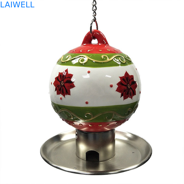 Keramische Weihnachtsball-Metallvogel-Zufuhr im Freien mit überzogener stempelnder Eisen-Nahrungsmittelplatte