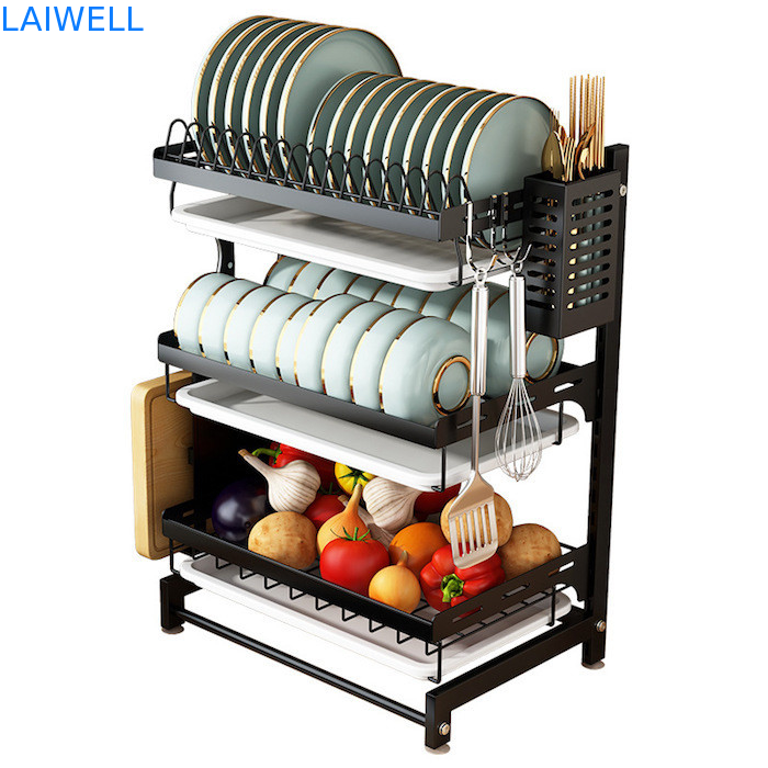 Lebensmittelklassen-55.5cm heght schwarzer Metallabtropfgestell-/-Wandbehang-Tellerständer tragbar