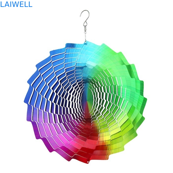 Multi farbiger UVdruckgarten-Stahlwind-Spinner 30*30cm